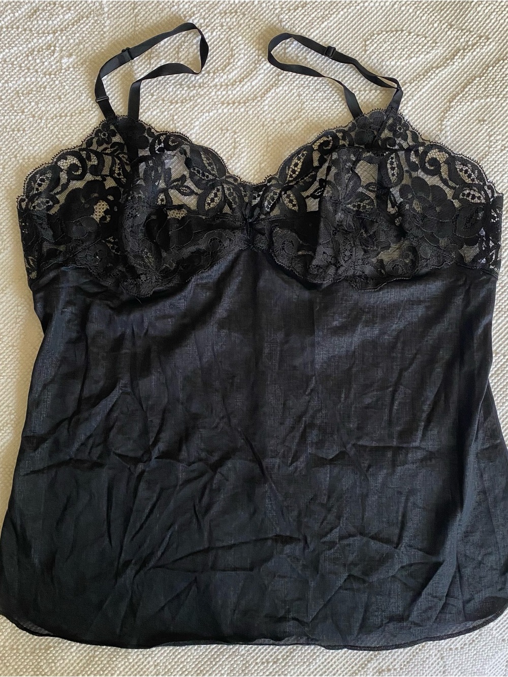 Black Lace Trim Camisole Top
